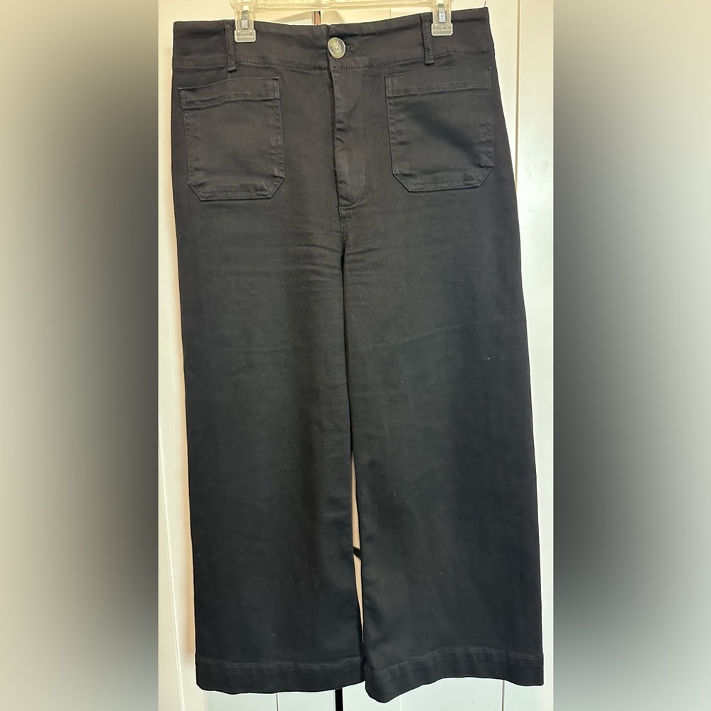 Maeve by Anthropologie Black Colette Wide-Leg Pants Size 32 - Picture 3 of 12